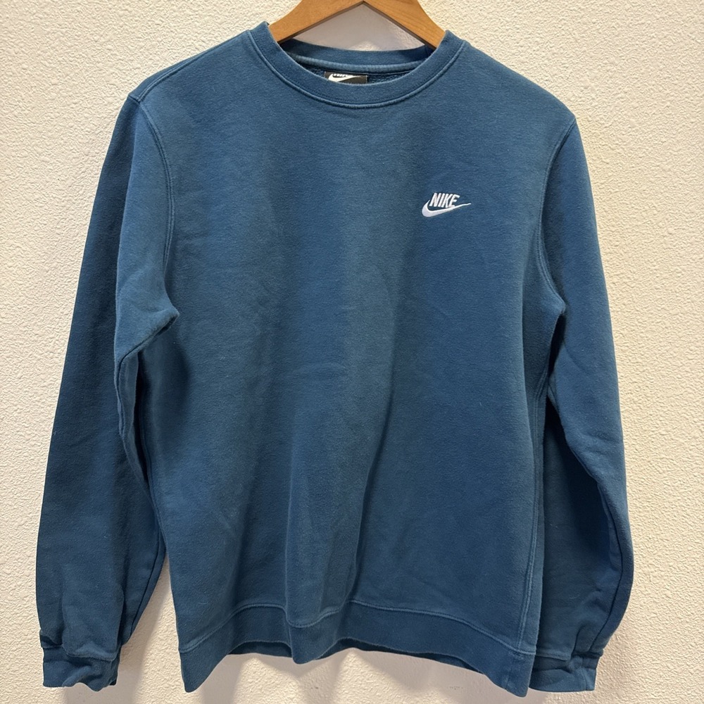 Nike Sportswear Club Fleece Crew Sweatshirt Mens M Teal Pullover Crewneck Swoosh